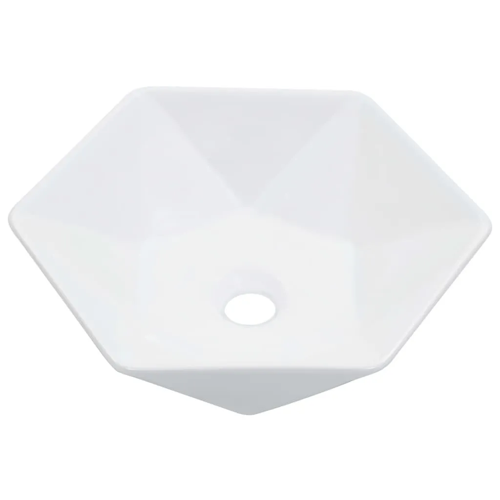 Lave-mains Céramique Haute Qualité 41 cm Blanc Brillant Design Durable