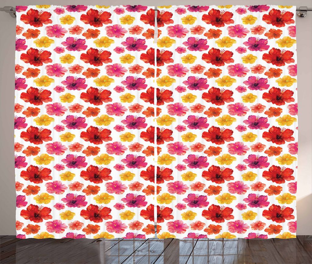 ABAKUHAUS Blume Rustikaler Vorhang, Tropische Dschungel in der Blüte, Wohnzimmer Universalband Gardinen mit Schlaufen und Haken, 280 x 175 cm, Meh...