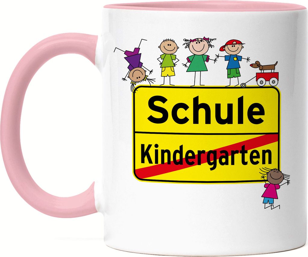 Kindergarten Vorbei Schule Tasse Rosa Einschulung Lustiges Motiv Straßenschild 1. Klasse