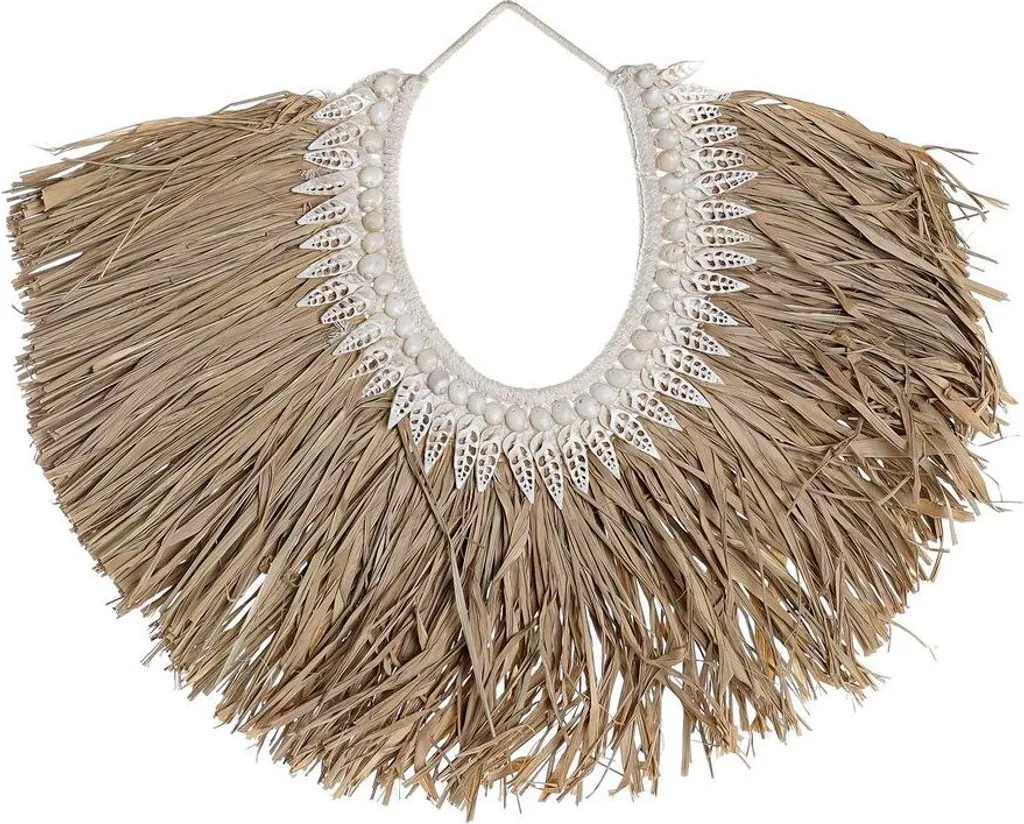 Tableau mural relief coquillages en fibres naturelles beige 70x57cm