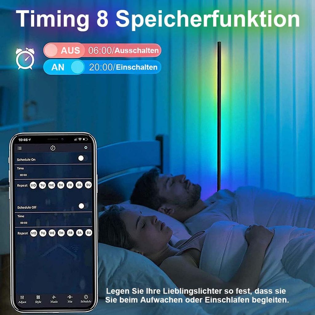 LED Stehlampe Stehleuchte RGB Dimmbar Atmosphäre Lampe Produktbild 4