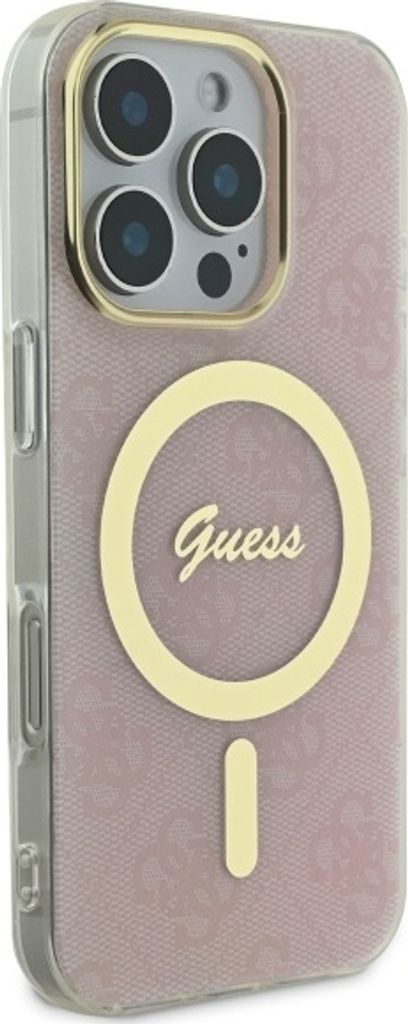 CG Mobile Guess Custodia Rigida Per IPhone 16 Pro - Rosa Con Logo Grande