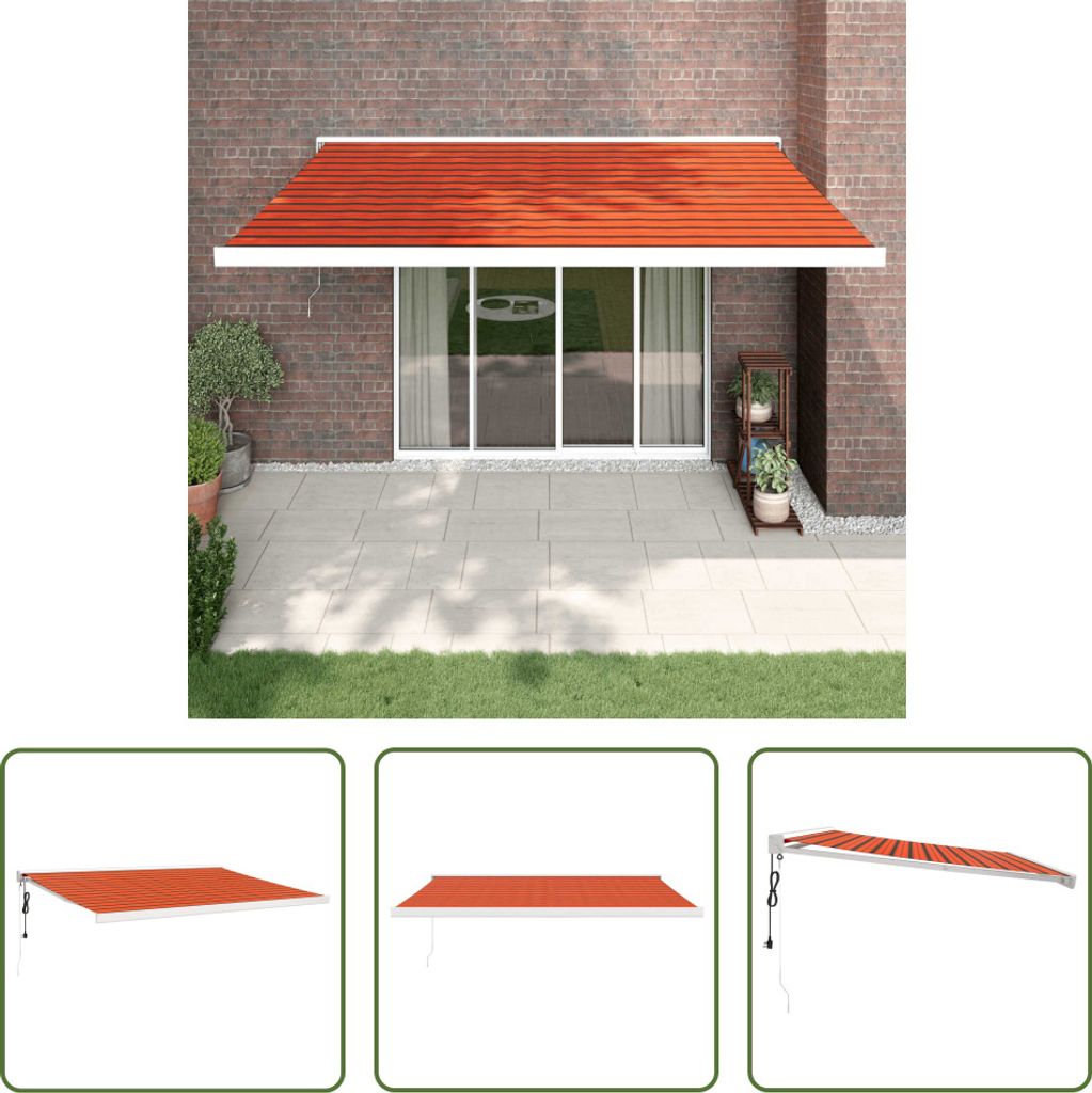 The Living Store Markise Einziehbar Orange und Braun 4x3 m Stoff & Aluminium