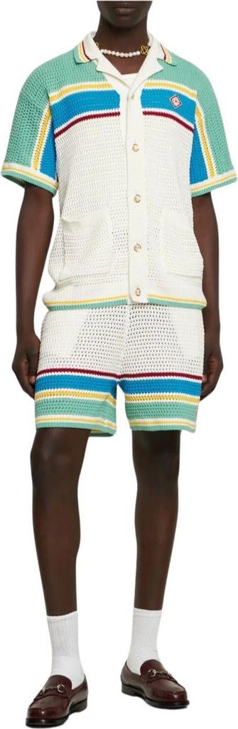Casa Blanca Crocheted Baumwoll Tennis Shirt Herren