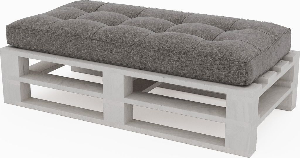 Lermowood Palettenmöbel Mpe Hocker 100 x 80 cm Weiß | Europaletten Indoor und Outdoor Lounge Gartenmöbel Holz Gartenmöbel Set Lounge Möbel Ter...
