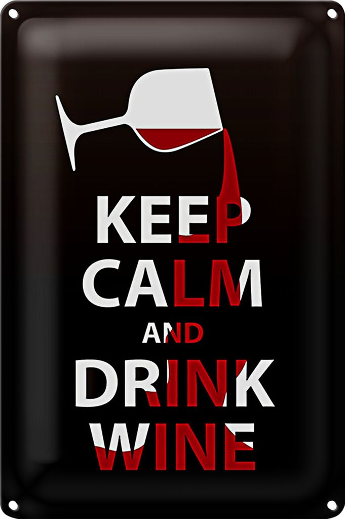Blechschild Spruch 18x12cm Keep Calm and drink wine