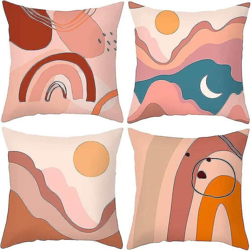 Dekorativer quadratischer Kissenbezug fš¹r Zuhause, Hof und Garten, geeignet fš¹r Auto, Sofa, Bett und Couch, 4er-Set (45 x 45 cm)