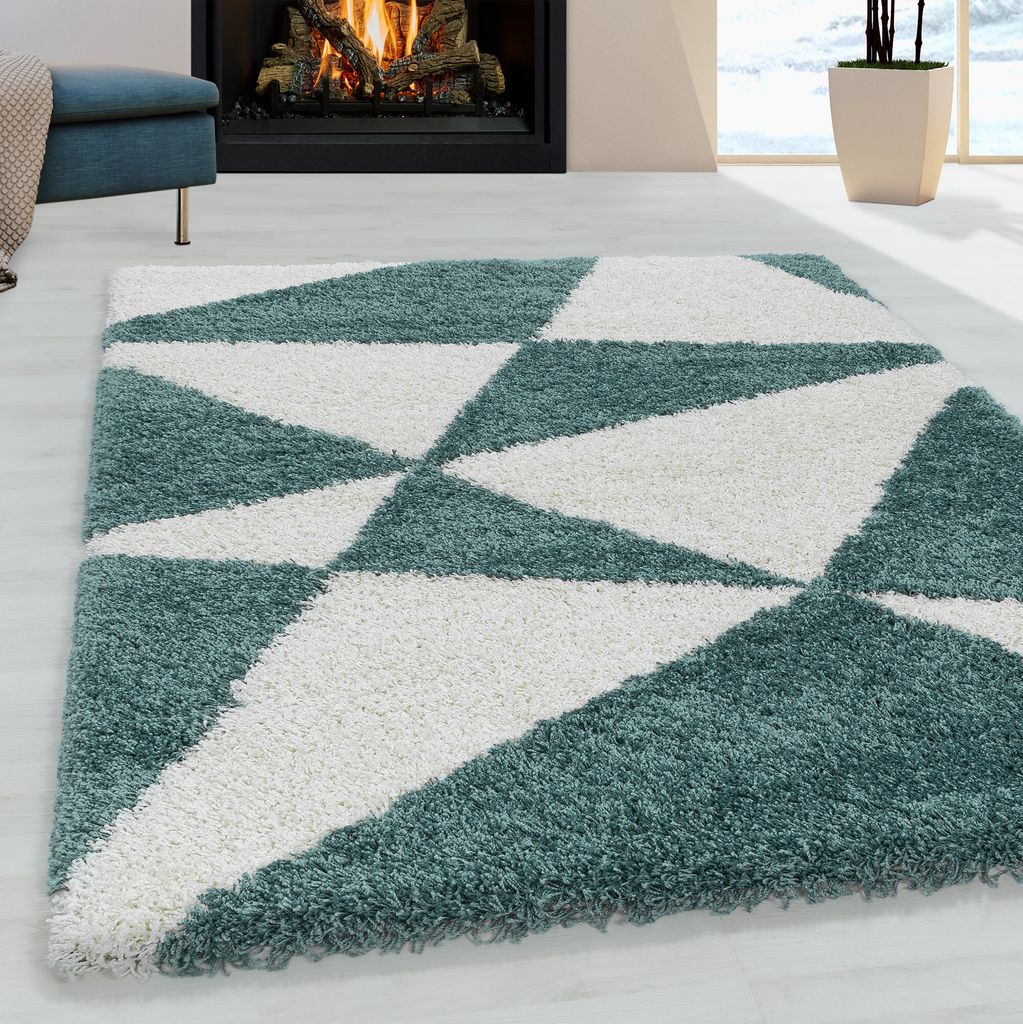 Tango Shaggy teppich hochflor läufer 80x250cm blau 3101