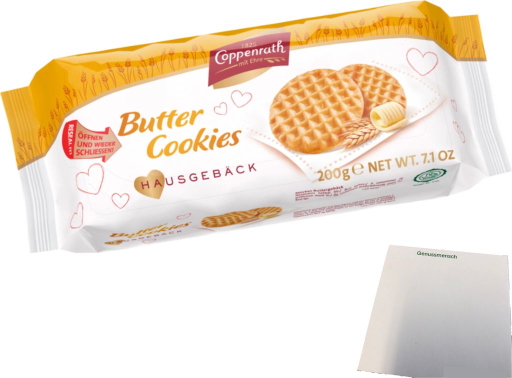 Coppenrath Butter Cookies Hausgebäck (200g Packung) + usy Block