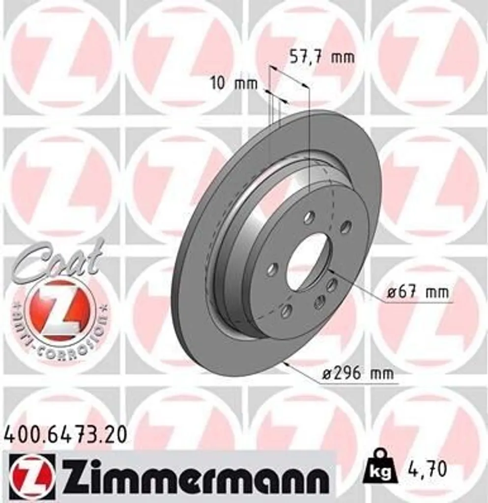 Disque de frein Zimmermann 400.6473.20 pour Viano et Vito W639
