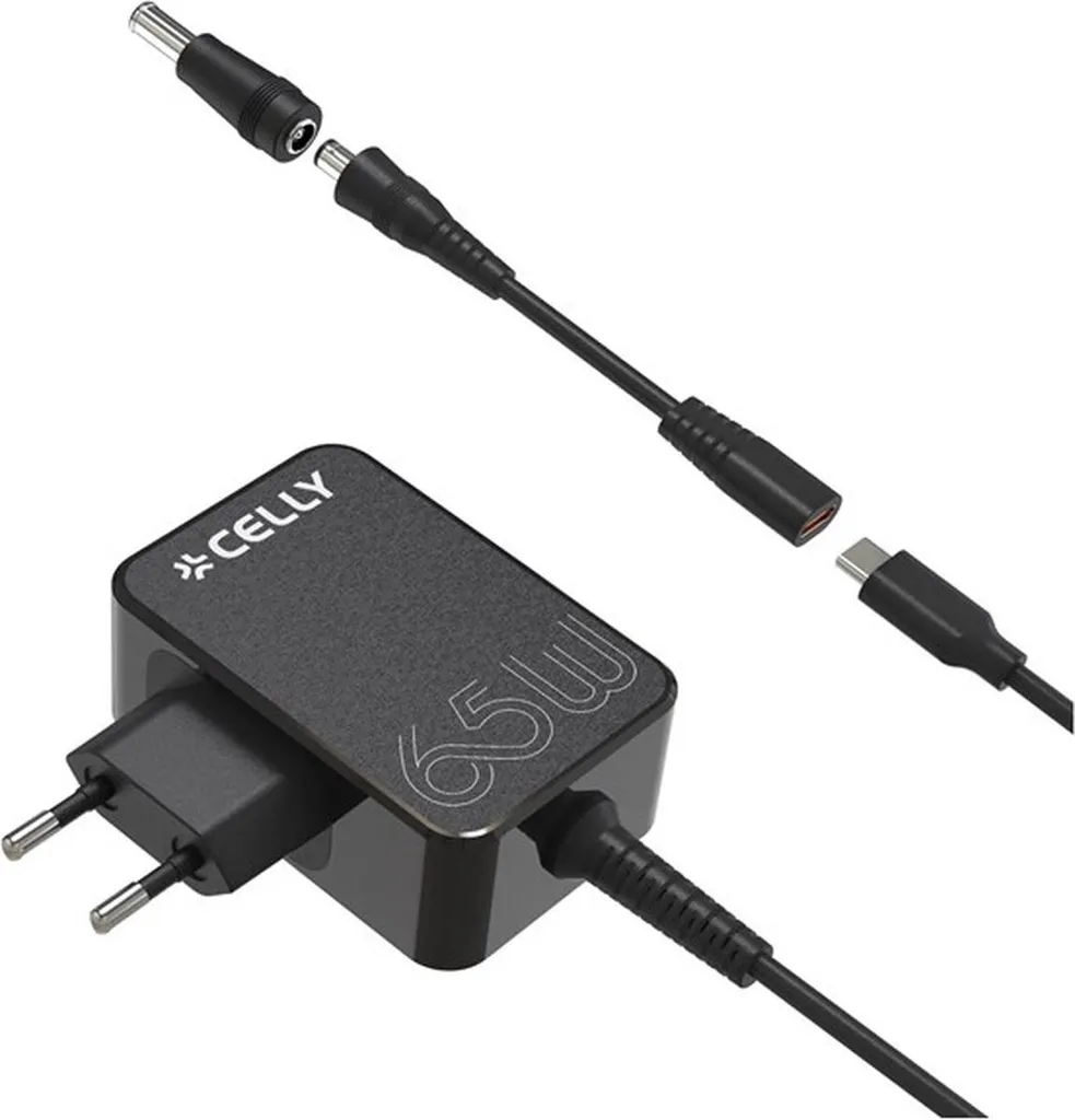 Celly Pro Power 65W TCTIPS65WBK: Caricabatterie GaN USB-C Nero