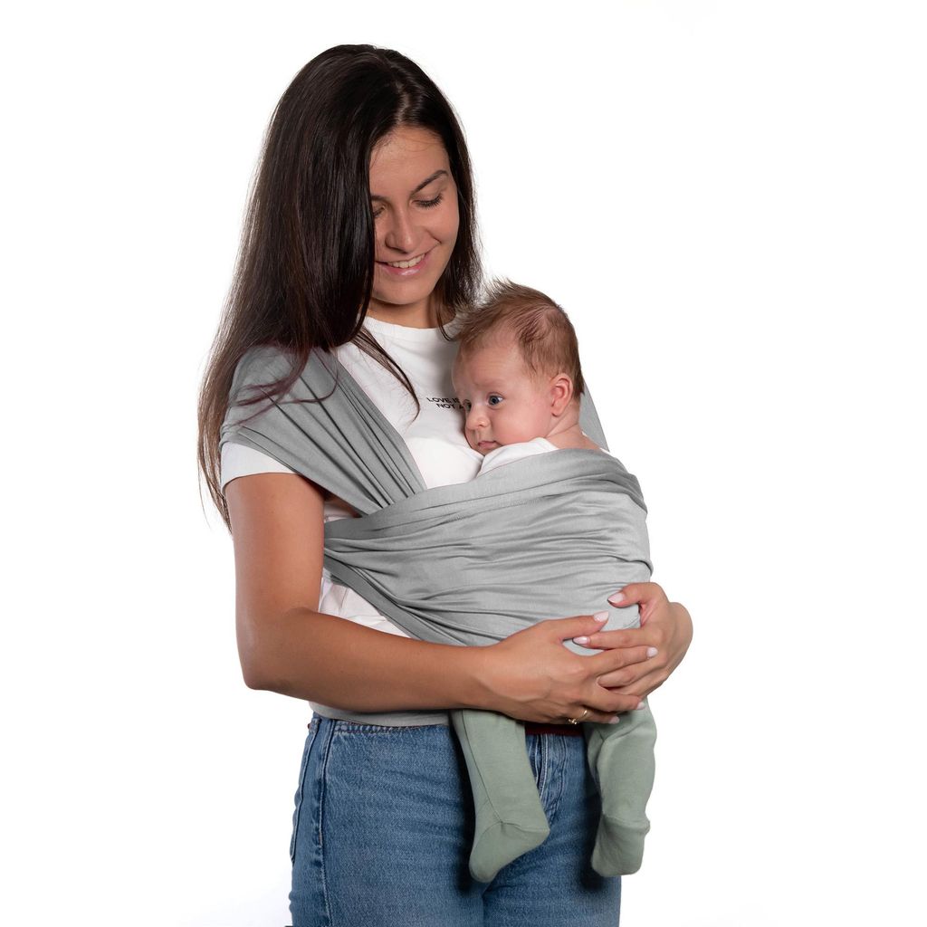 Decade Babytrage Tragetuch Neugeborene ab Geburt – Hellgrau Produktbild 