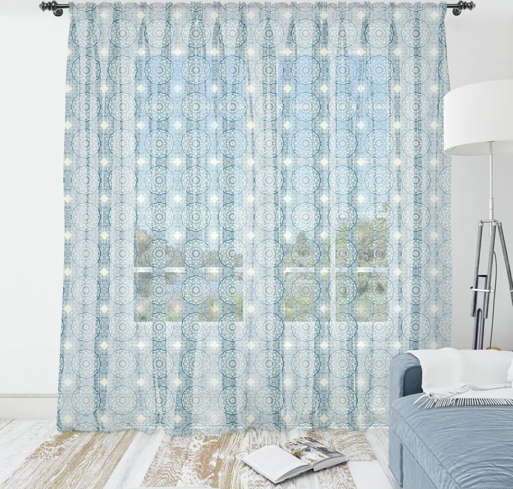 Arazzo Parete Meditazione Mandala Blu ABAKUHAUS Satin 160x274 cm