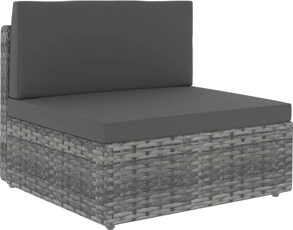 11-tlg. Garten-Lounge-Set mit Kissen Grau Poly Rattan