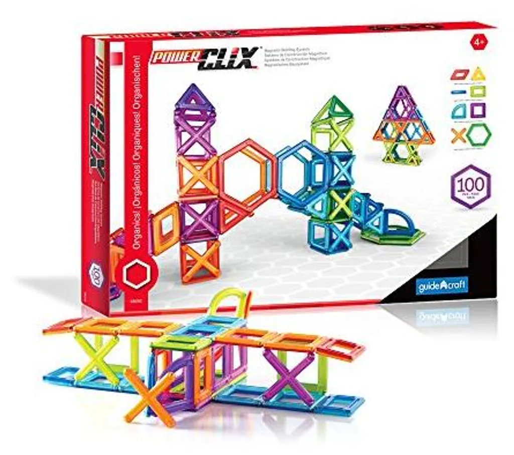 PowerClix Guidecraft 100 Pièces Construction Magnétique Translucide