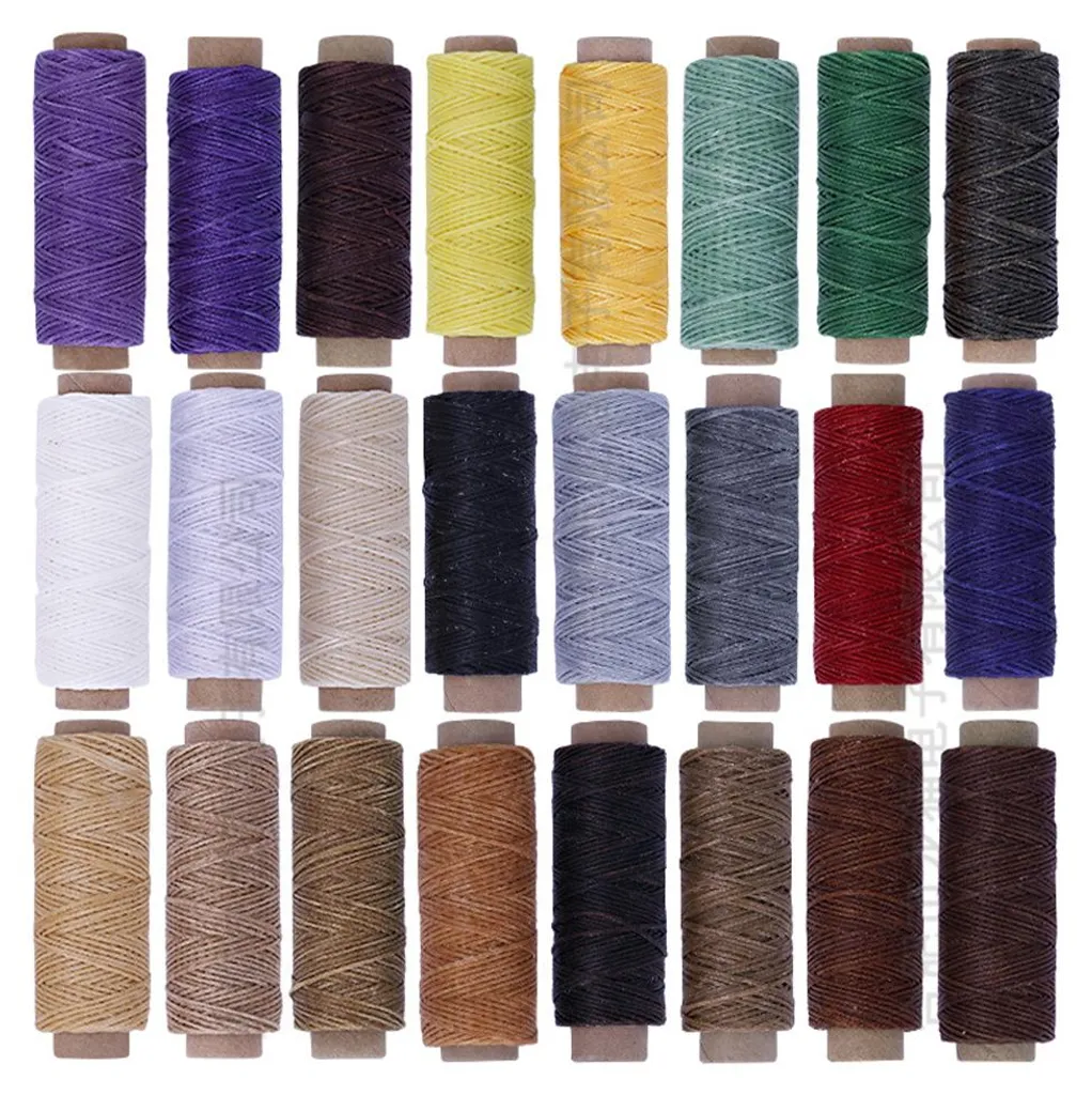 Fil ciré cuir 150D anti-casse - 24 couleurs pour couture main durable