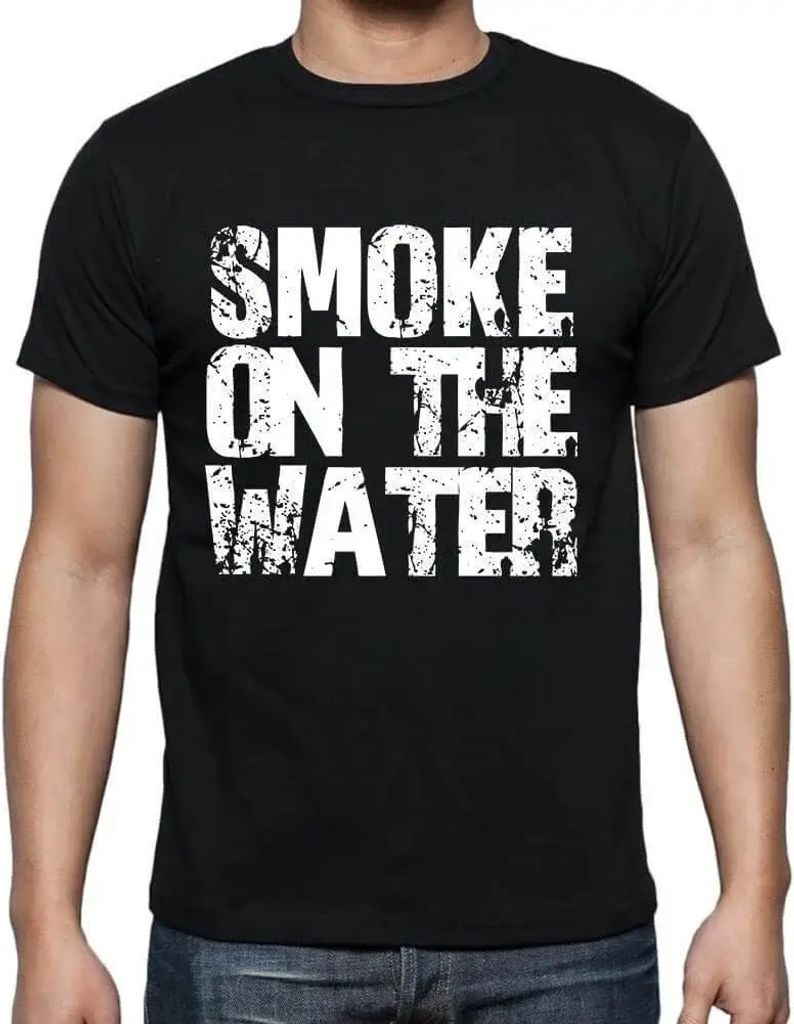 Herren Grafik T-Shirt Rauch auf dem Wasser – Smoke On The Water – Öko-Verantwortlich Vintage Jahrgang Kurzarm Lustige Druck Geburtstag Geschen...