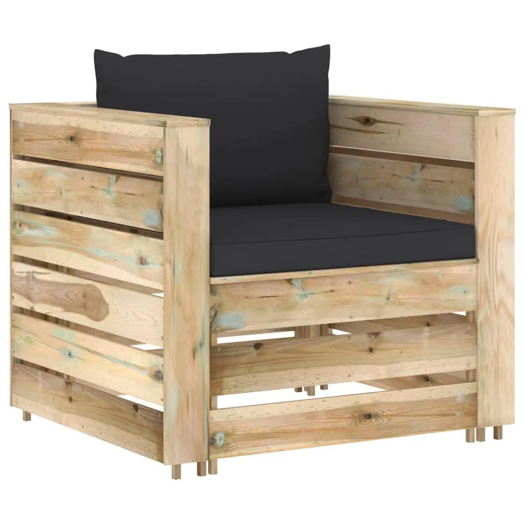 Salon de jardin en bois résistant aux intempéries avec coussins épais