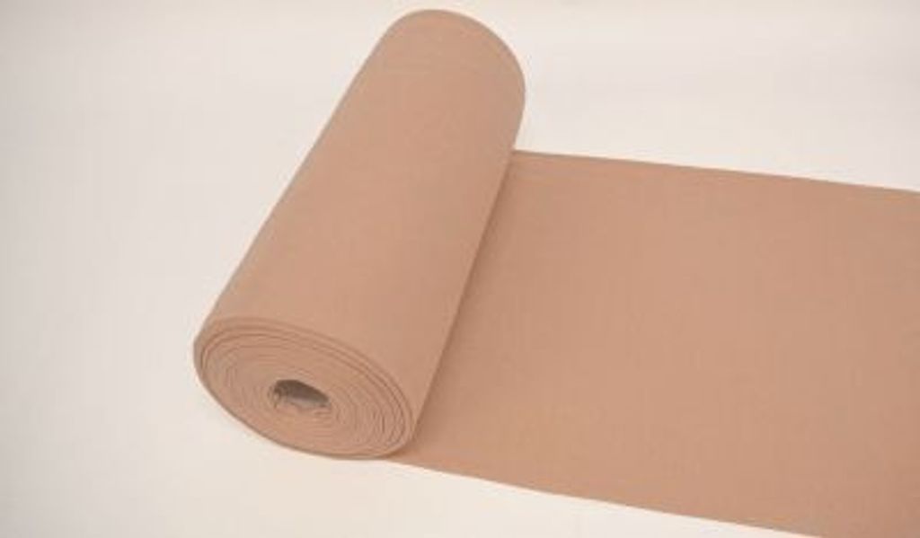 Bündchenstoff LUC Soft Haselnuss, Uni 270 g/m², Strickschlauch glatt/fein, 35cm Schlauch, Meterware