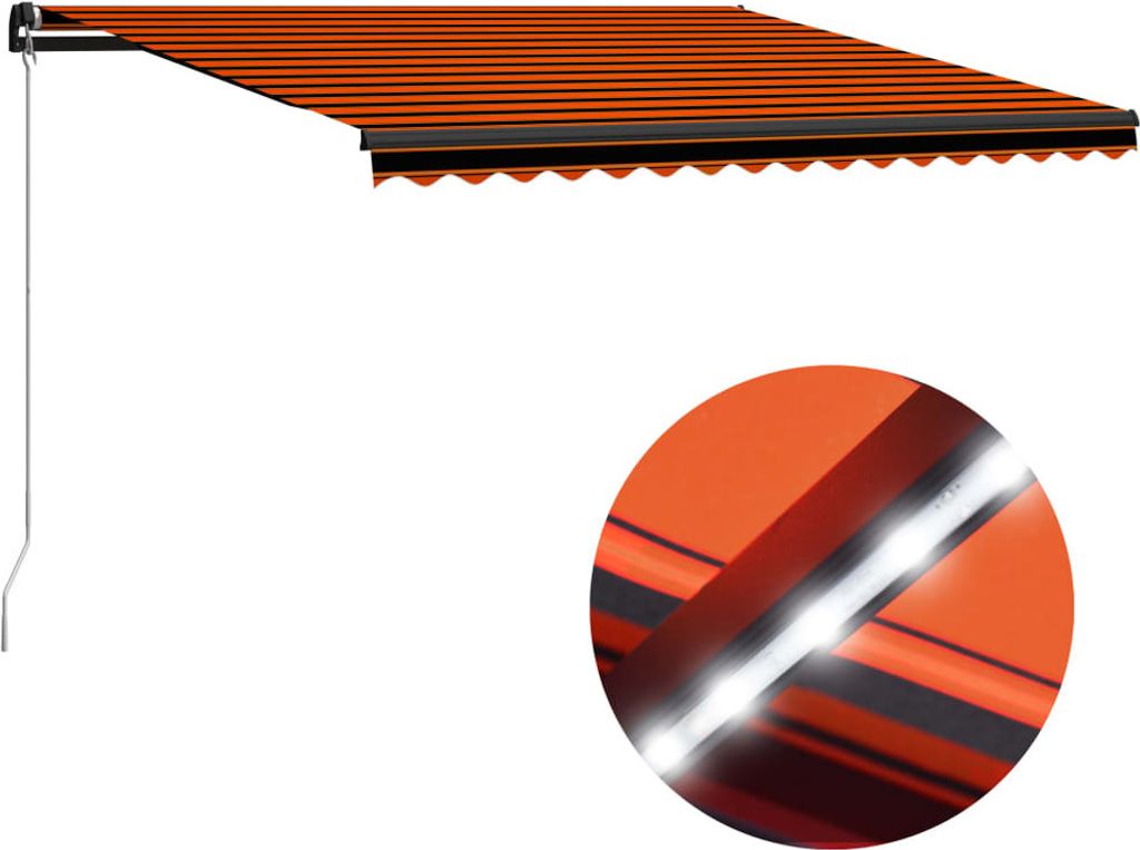 Markise Manuell Einziehbar mit LED 450x300 cm Orange & Braun