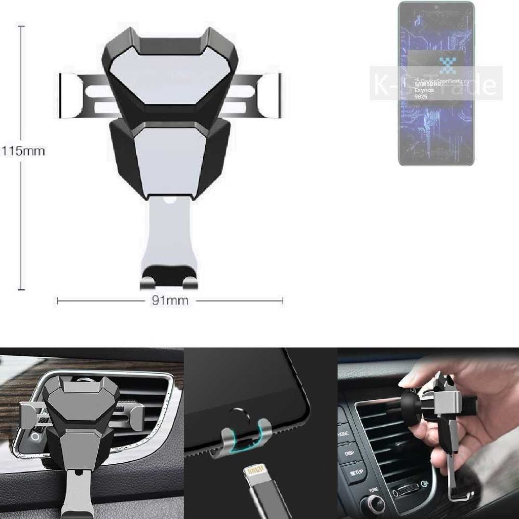 K-S-Trade Lüftungshalterung kompatibel mit Samsung Galaxy F62 kompakte Handy-Halterung Lüftungsschlitz Lüftungsgitter Autohalterung KFZ