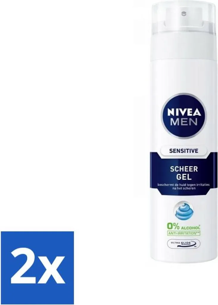 NIVEA MEN Sensitive Gel Barba - Confezione 2x200ml - Extra Comfort