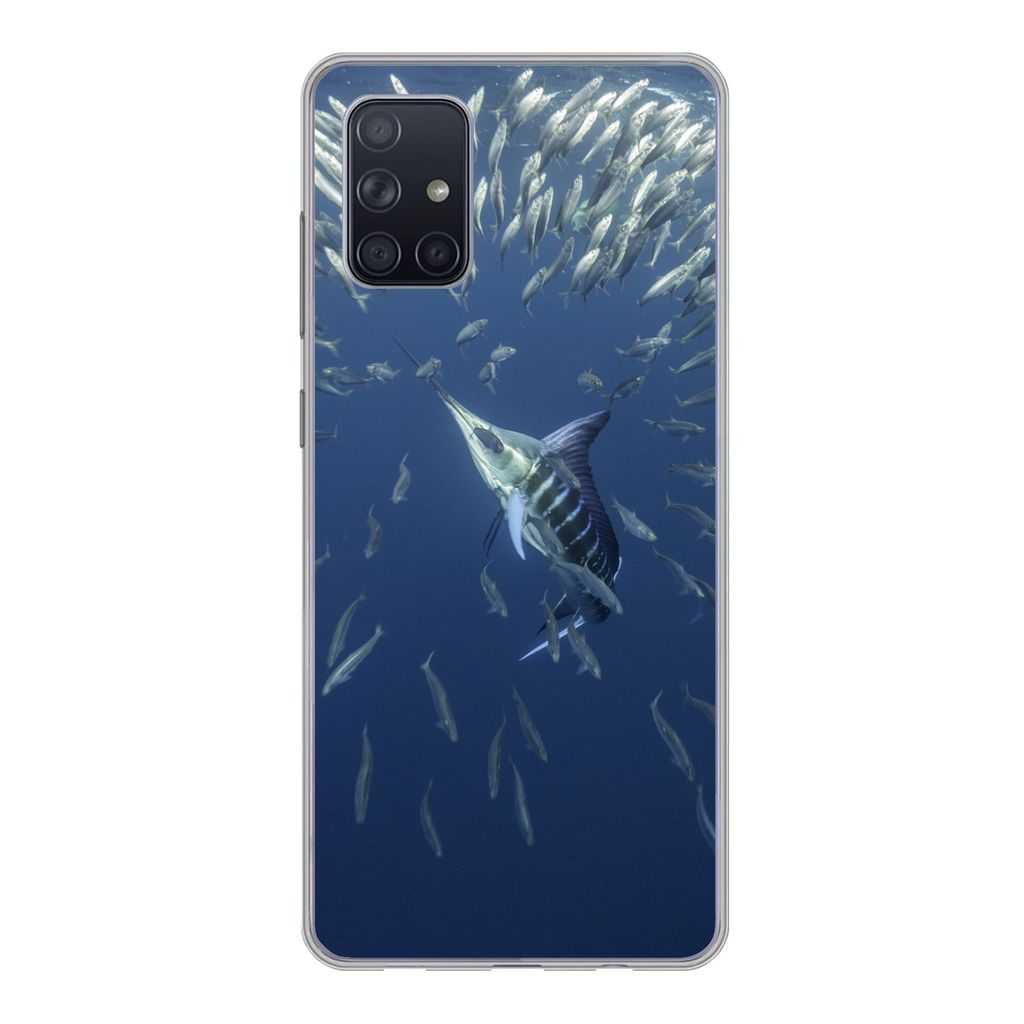 MuchoWow Handyhülle Schutzhülle Hülle für Samsung Galaxy A51 5G Wasser - Sardinen - Tiere Silikon Softcase Handy Hülle - Abbildung