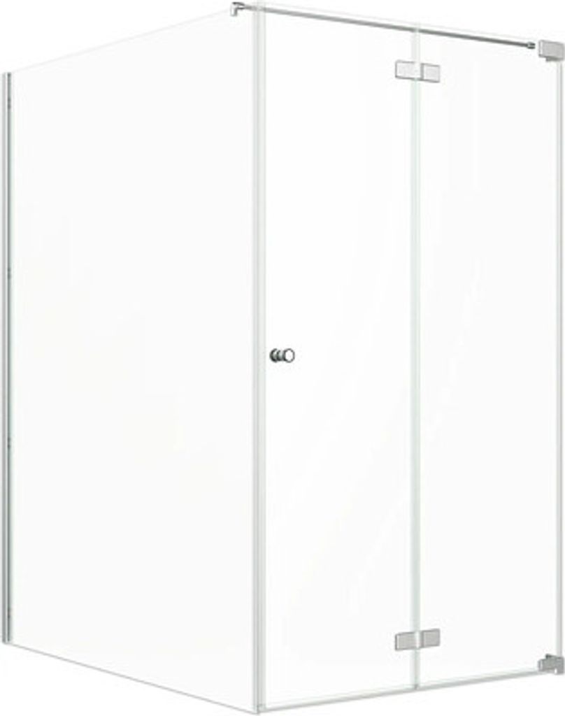 Jungborn Duschtür mit Seitenwand SETTE Drehfalttür rechts Seitenwand links 120 x 120 cm Profil silber Klarglas mit schmu