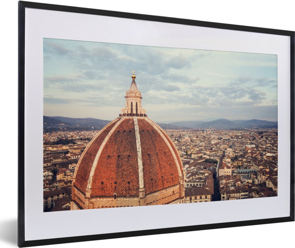MuchoWow MuchoWow Gerahmtes Poster Florenz - Kuppel - Stadt 60x40 cm - Poster mit zchwarzem Bilderrahmen - Schlafzimmer - Plakat in Rahmen - Dr...