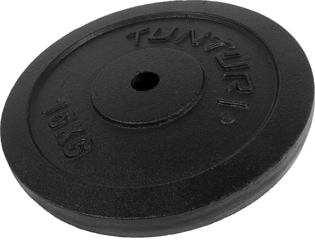 Disque Tunturi Noir 15,0 kg Simple : Fonte Robuste pour Musculation