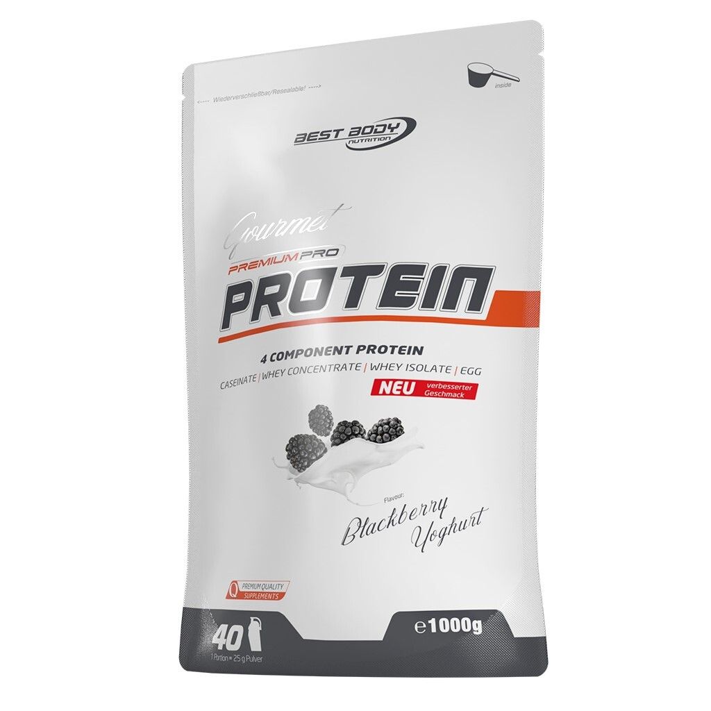 Best Body Nutrition - Gourmet Premium Pro Protein - 1000 g Zipp-Beutel, 1 x 1000 g Zipp-Beutel, Geschmack: Blackberry Yoghurt