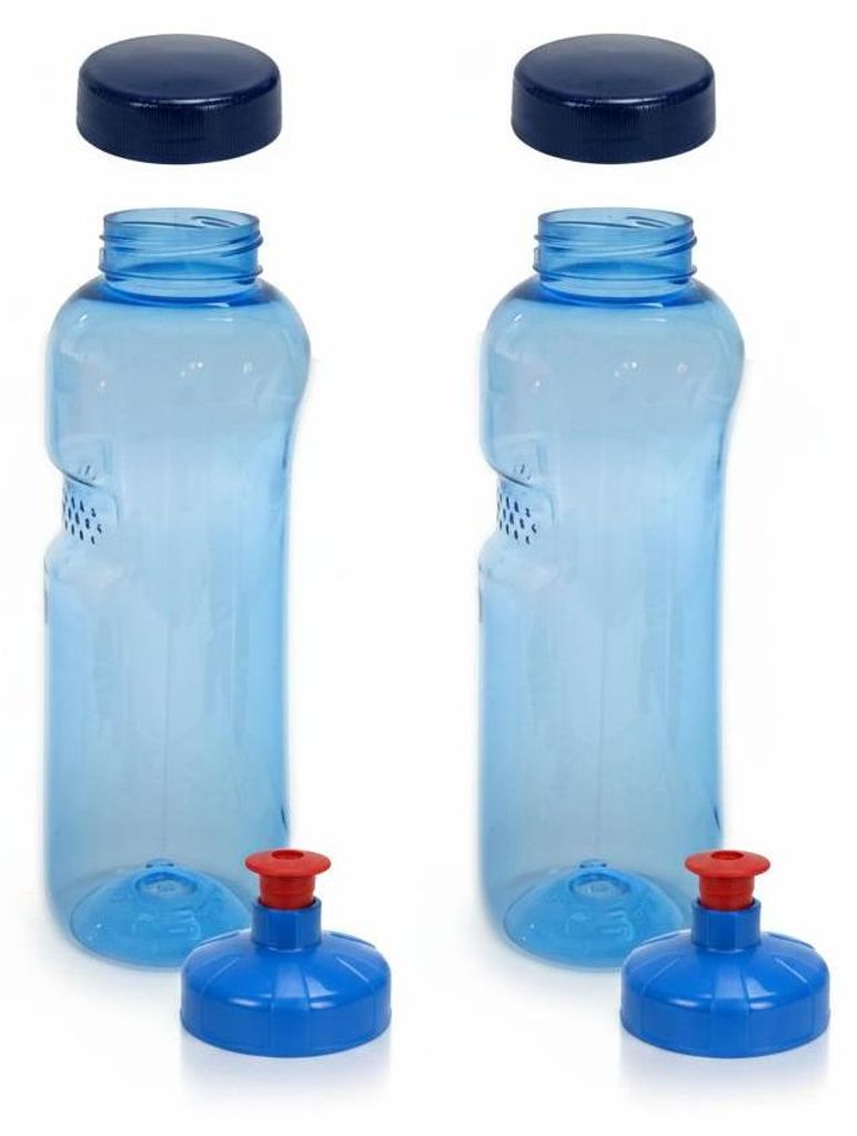 2x Kavodrink Tritan 0,75 L Wasserflasche (BPA frei) + 2x Trinkdeckel Push-Pull mit Trinknippel Flasche Sport