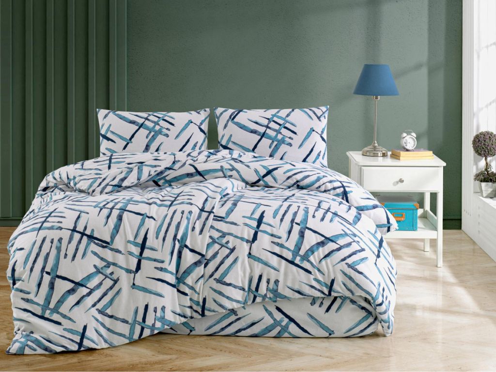 Flanell Bettwäsche 240x220, 70x90 Orlex blau
