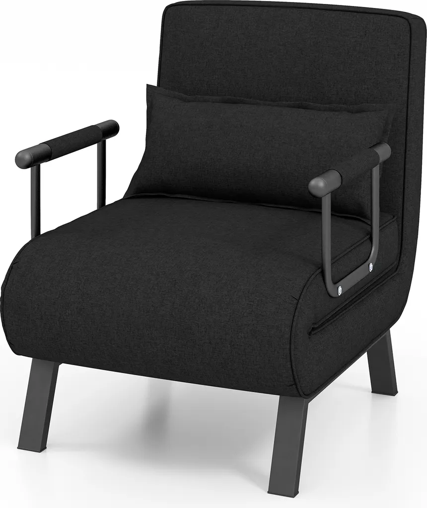 Lit d'appoint pliant pour studio et bureau fauteuil relax noir modulable