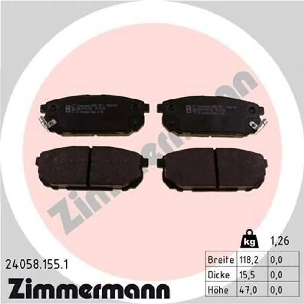 Plaquettes de Frein 24058.155.1 Zimmermann à Haute Résistance Thermique
