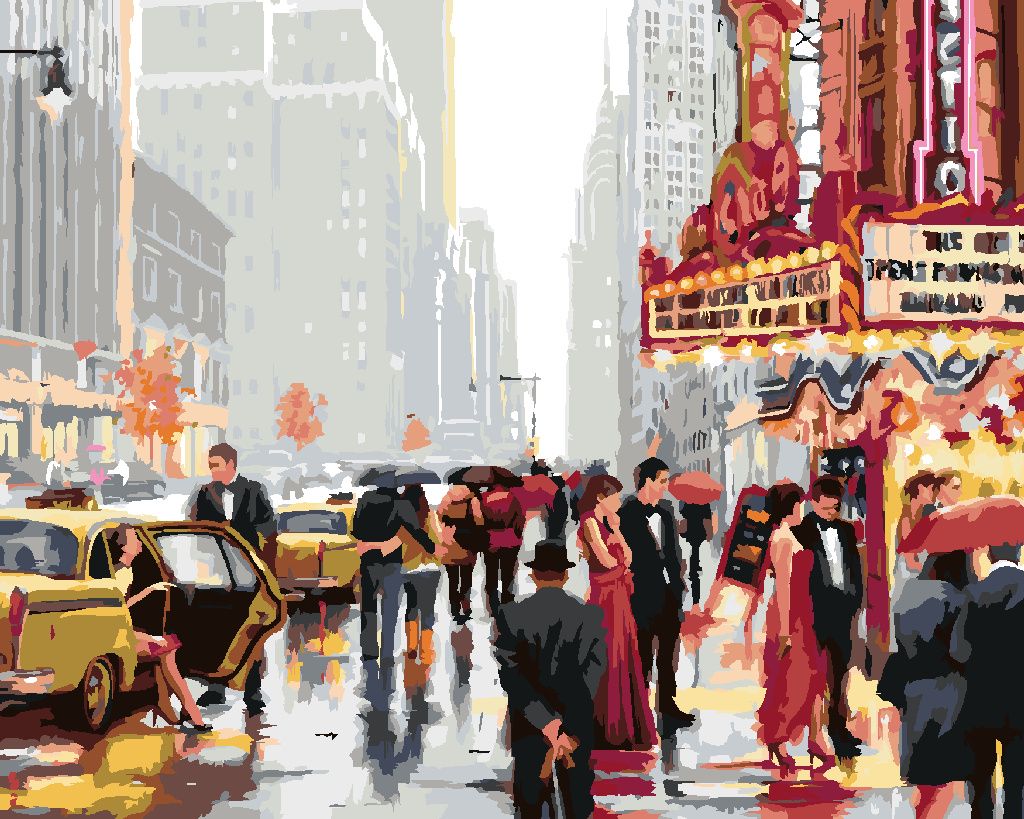 Zuty - Malen nach Zahlen - THEATER IN NEW YORK (RICHARD MACNEIL), 40x50 cm, ohne Keilrahmen