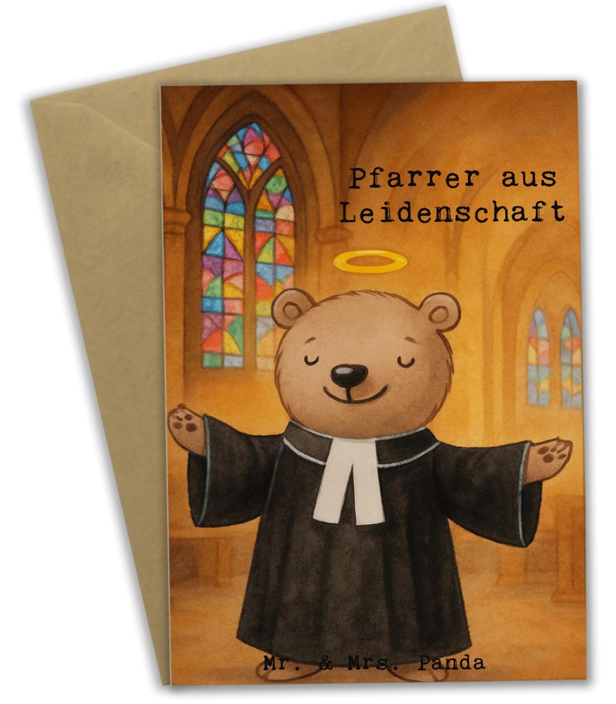 Mr. & Mrs. Panda Grußkarte Pfarrer Leidenschaft Design - Weiß - Geschenk, einladungskarten, Spruch, Lustig, Grußkarten, neujahrskarte, Kirche, h...