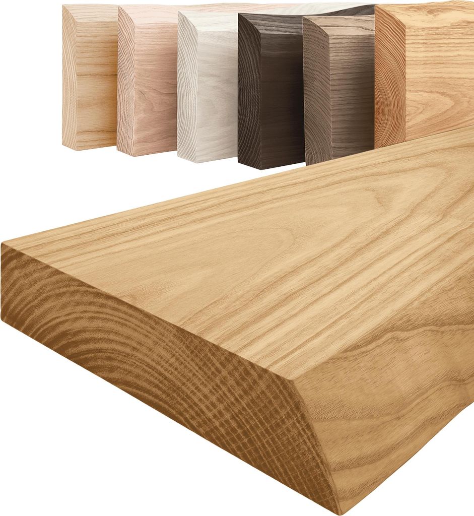 Lamo Manufaktur Wandregal Holz Baumkante | Regal Farbe: Rustikal | Pure: ohne Montage Set | 140 cm