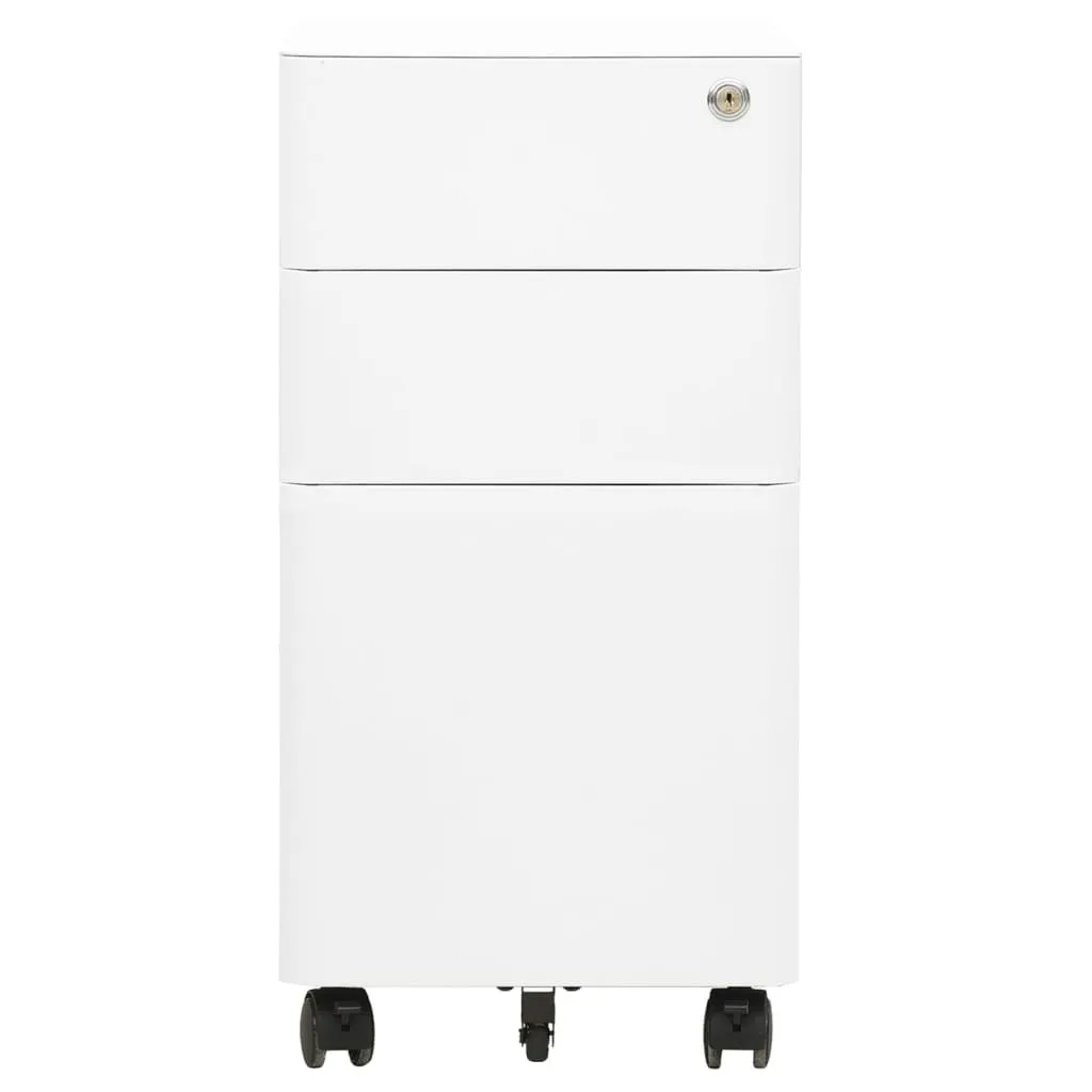 Organizer Ufficio Acciaio Bianco vidaXL 30x45x59 cm Schedario con Ruote