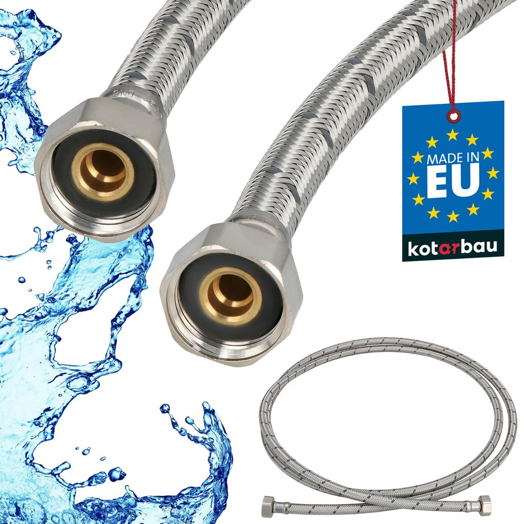 KOTARBAU Flexschlauch 1/2 Zoll Wasserschlauch 250cm Panzerschlauch 1/2“x1/2“ Anschlussschlauch für Armatur Schlauch Für Wasserhahn Edelstah...