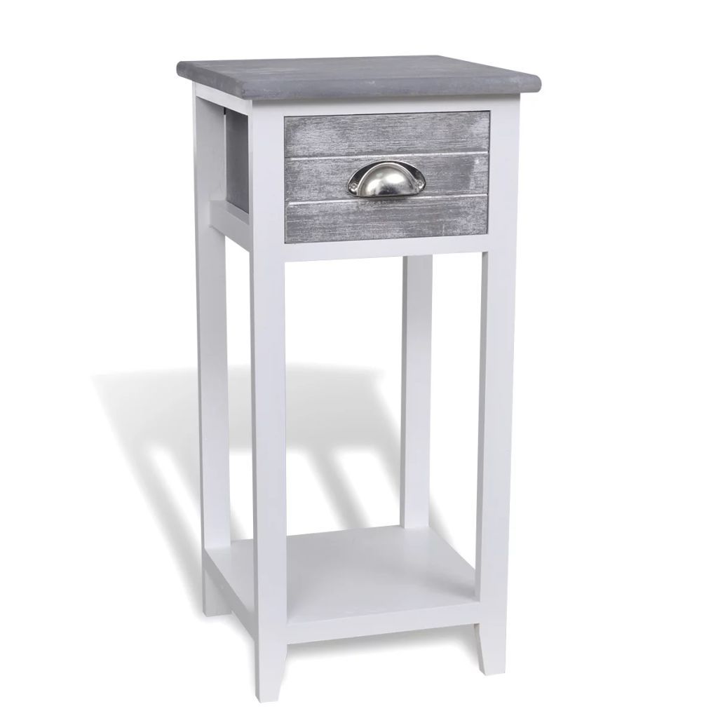Comodino con 1 cassetto grigio/bianco Immagine del prodotto 