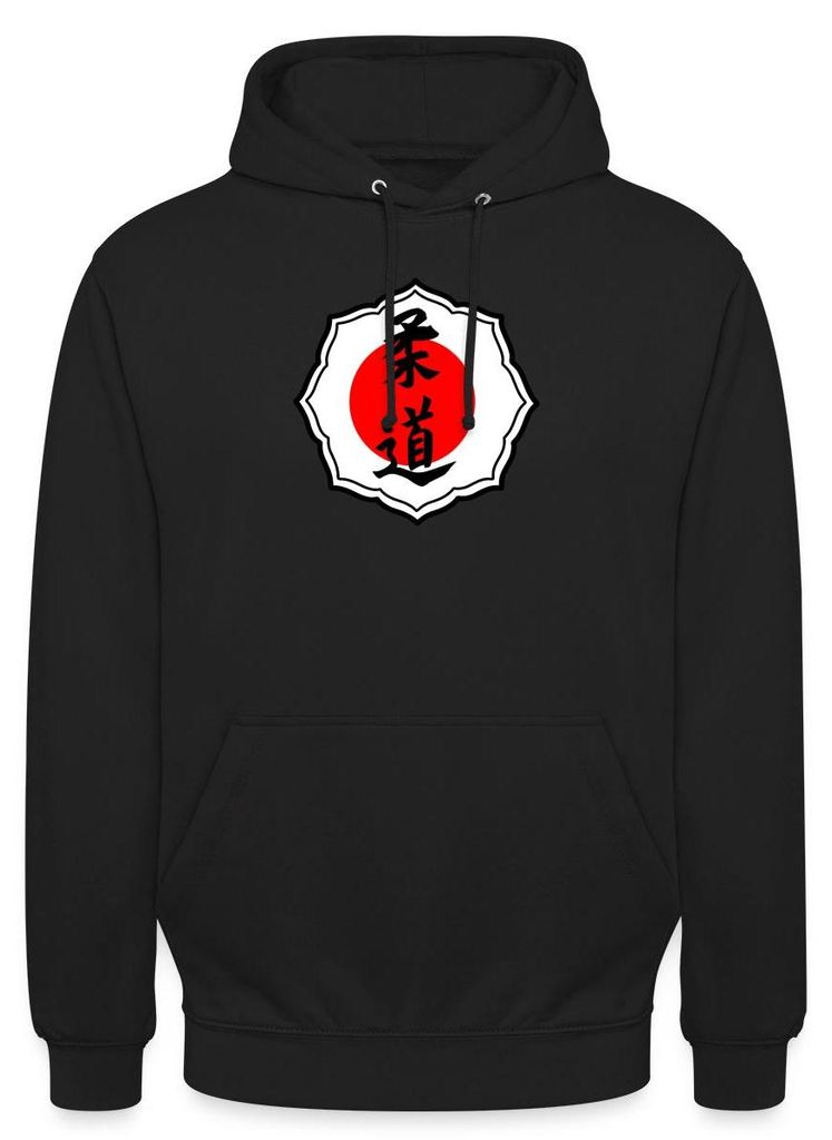Spreadshirt Judo Kanji Mit Roter Sonne Japan Uni Hoodie, S, Schwarz