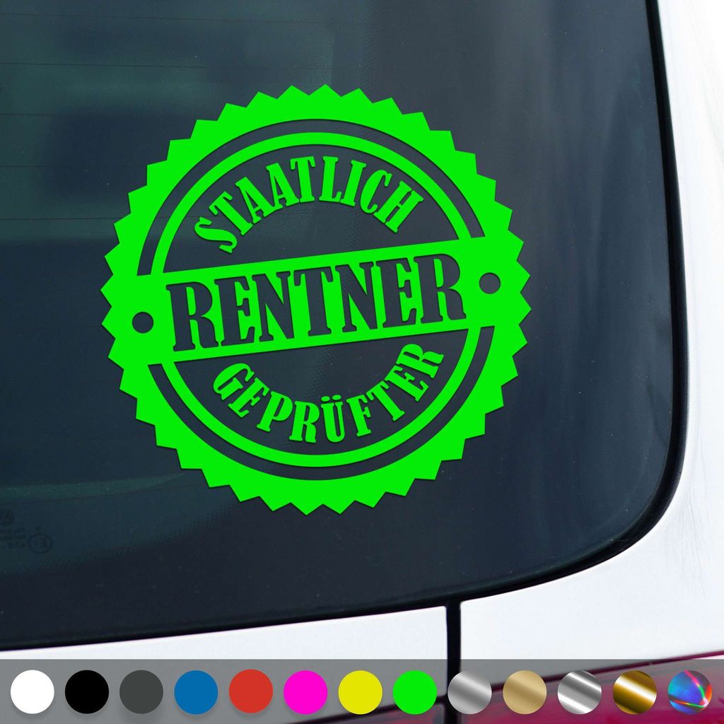 PantherPixel Rentner Aufkleber Senioren Rentnern Ruhestand Sticker Auto Geschenkidee Farbe Neon-Grün