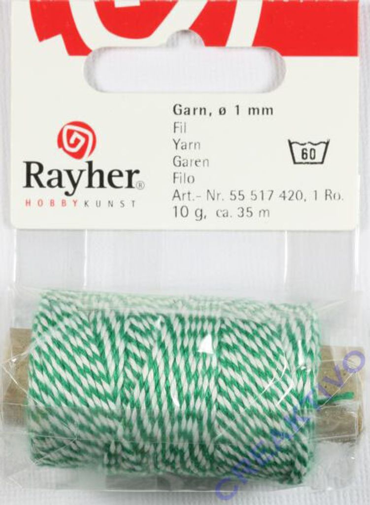 Grün-weißes zweifarbiges Garn 35 mm x ø 1 mm