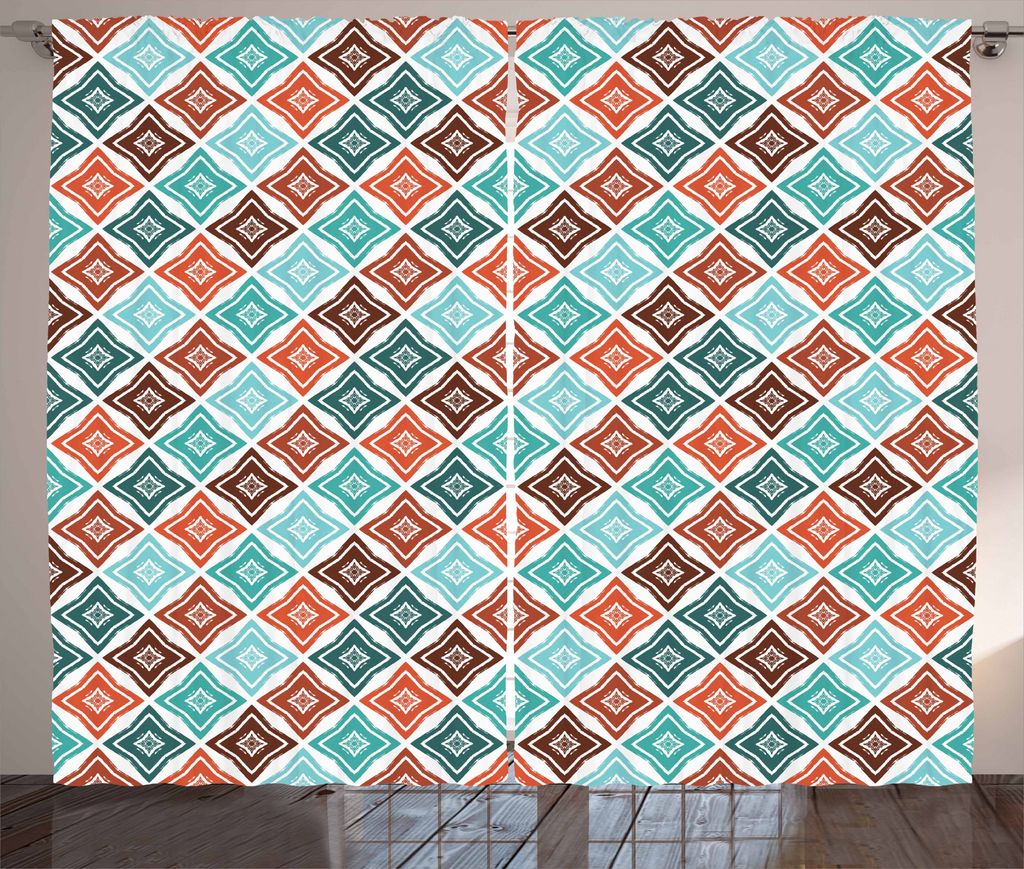 ABAKUHAUS Grunge Rustikaler Vorhang, Bohemian Pastel Retro, Wohnzimmer Universalband Gardinen mit Schlaufen und Haken, 280 x 175 cm, Mehrfarbig