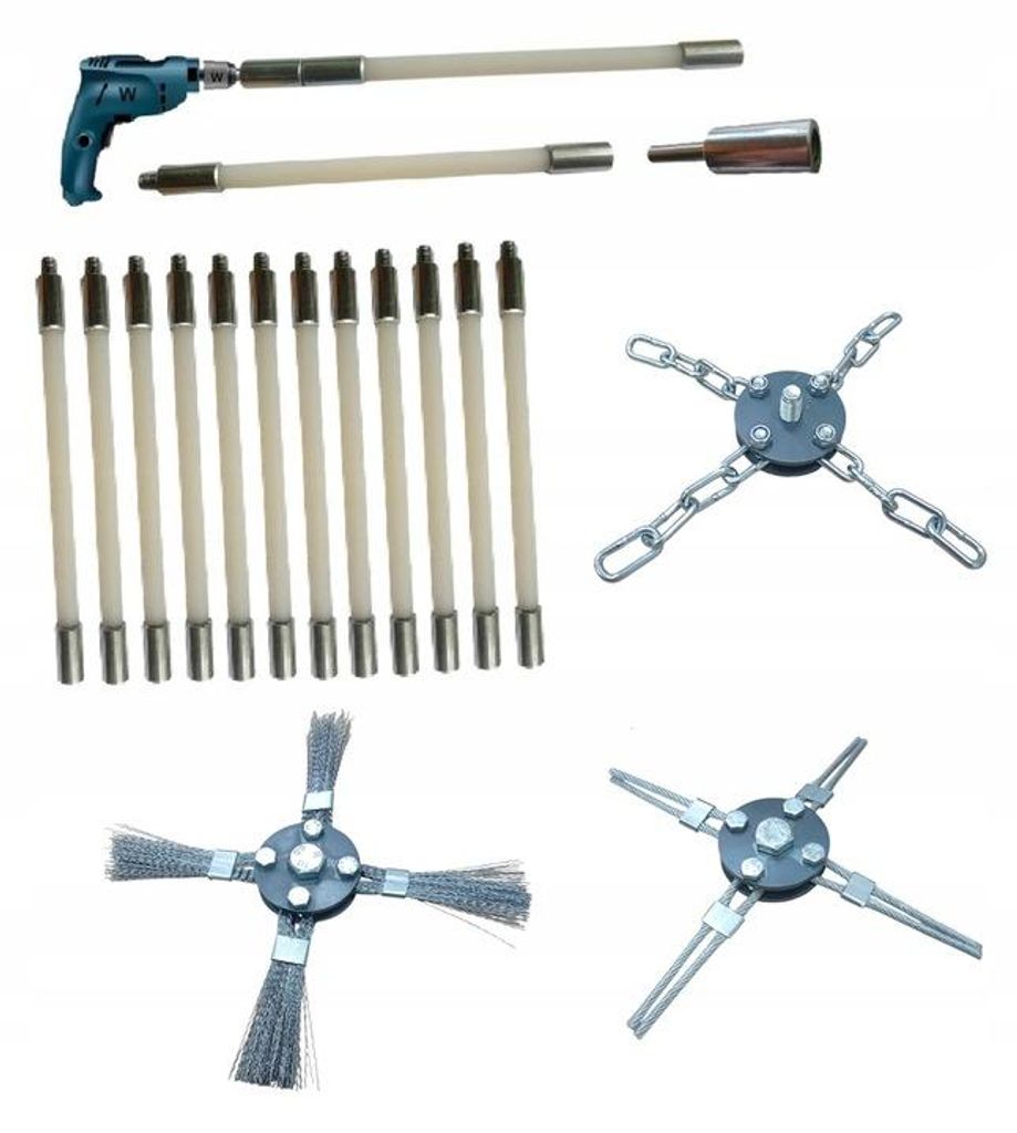 Set Kaminbürste Schornsteinreinigung Schornsteinbesen Produktbild 