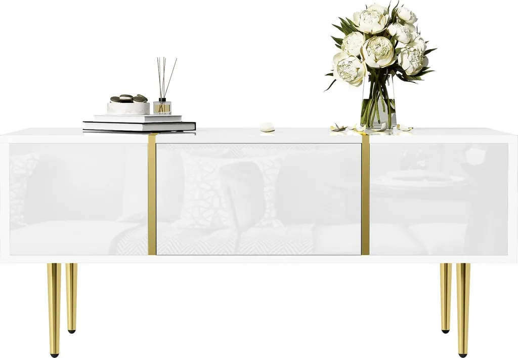 Table basse blanche avec 2 tiroirs Sweiko pour optimiser votre salon