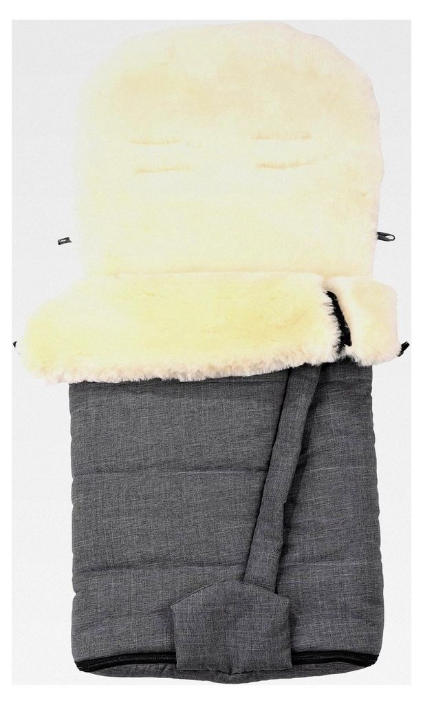 Lammfellfußsack für Kinderwagen, kuscheliger Buggy-Fußsack aus Fell, wind- und wasserdicht, mit Gurtschlitzen, Fußöffnung mit Reißverschluss,...