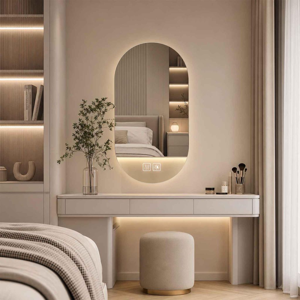Specchio da bagno LED ovale con illuminazione, specchio da Immagine del prodotto 