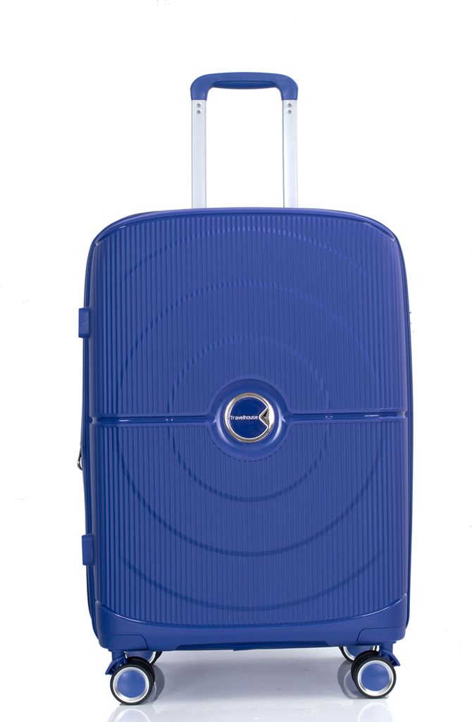 Travelhouse Pisa - Handgepäck Trolley | Robuste PP Hartschale | Dehnfalte +20% | 54 x 35 x 23 cm (+5cm) | 2.5 kg - Navy